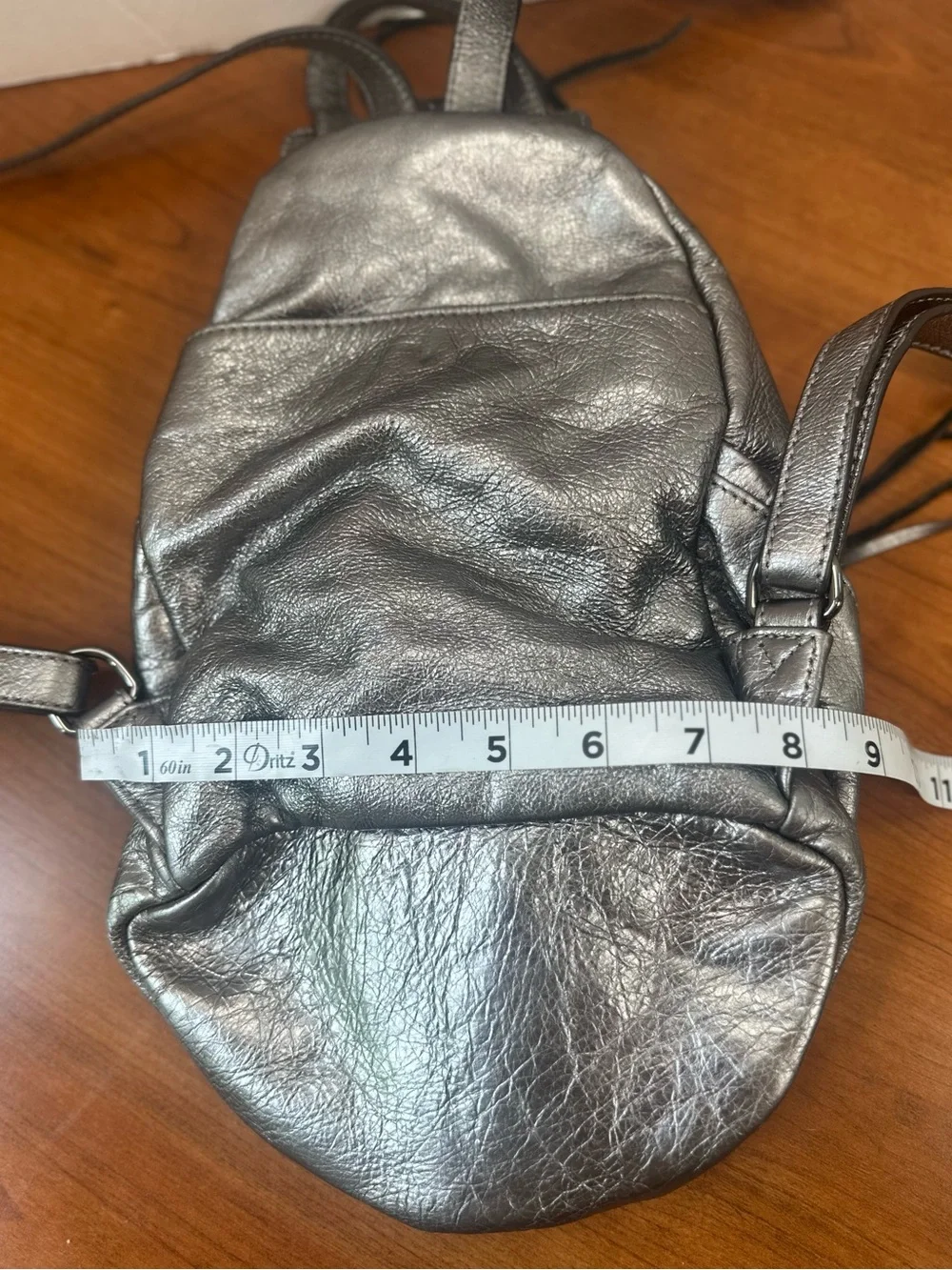 Rebecca Minkoff Mini Julian Silver Metallic Leather Backpack Sling Bag